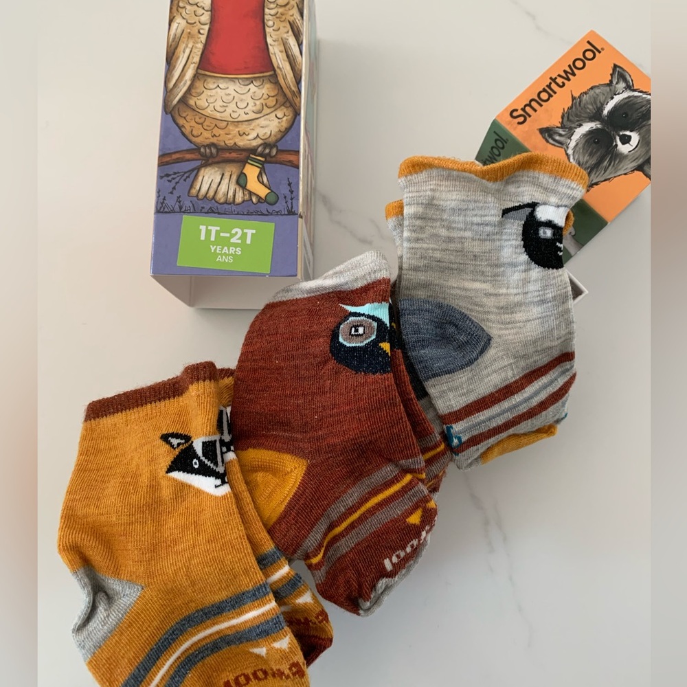 Smartwool 3-pr 1-2 Toddler Sz Trio Zero Cushion Merino Wool Bootie Socks New Box